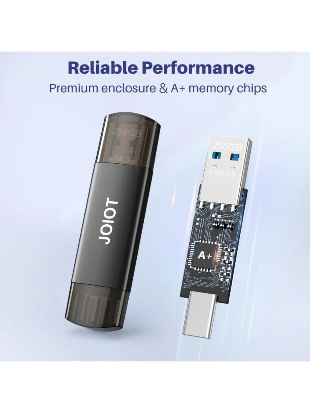 128GB Dual USB C Flash Drive - 2-in-1 Portable Type-C & USB A Thumb Drive for
